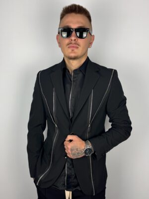 SACOU NEGRU CU FERMOARE METALICE DUBLE