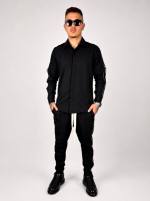 COMPLEU NEGRU LUXURY CU FERMOARE LATERALE