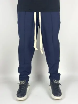PANTALONI BLEUMARIN CU SNUR CONTRASTANT