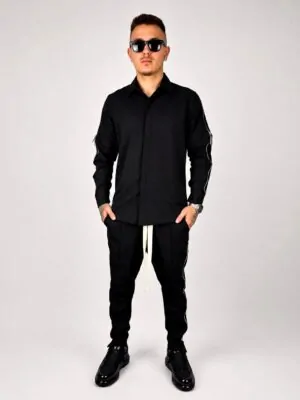 COMPLEU NEGRU LUXURY CU FERMOARE LATERALE